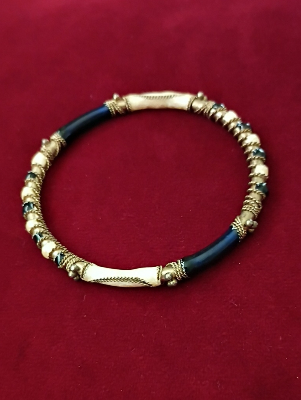 Gold and Blue Enamel Women’s Bangle Bracelet